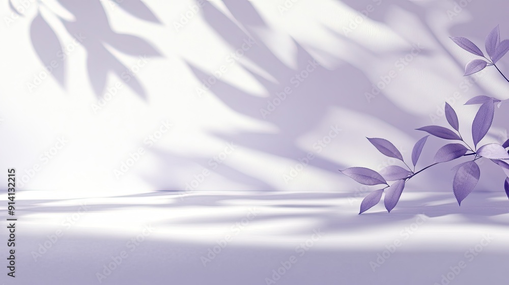 Aufkleber white and purple wall background with soft leaf shadows, creating an elegant setting for product pre