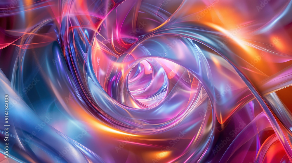 Poster abstract background, an abstract translucent swirling form with rich iridescence captures attention 
