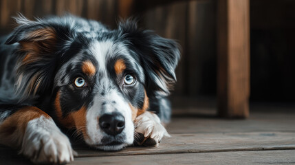  Alert dog with soulful eyes.