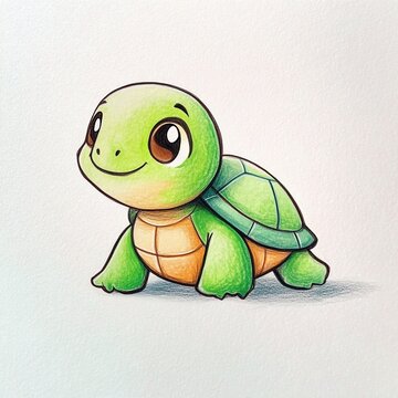 cute turtle cartoon illustration