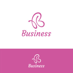 The logo features an elegant abstract butterfly with curved lines.