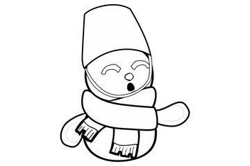 Design a coloring image with a Christmas snowman theme