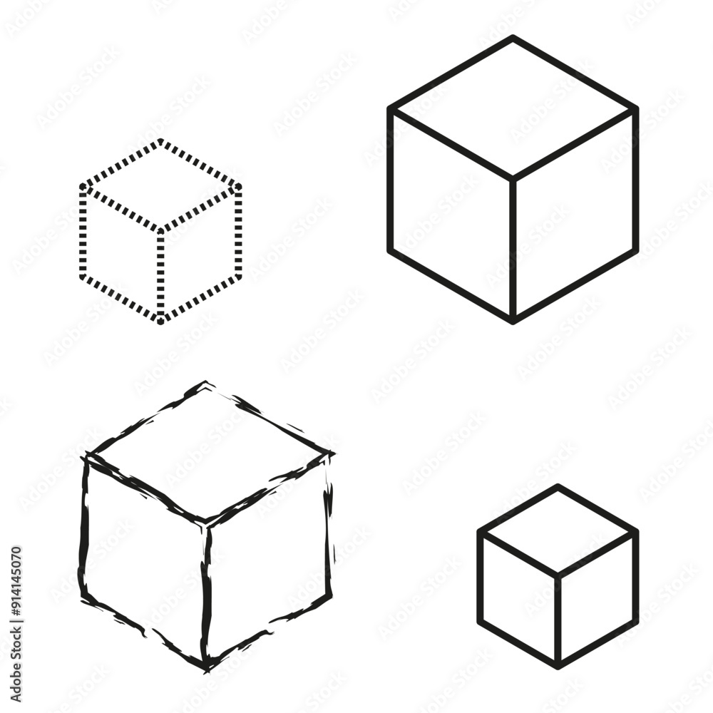 Poster cube icon set. geometric cube shapes. abstract cube designs. vector illustration.