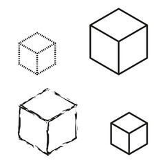 Cube icon set. Geometric cube shapes. Abstract cube designs. Vector illustration.