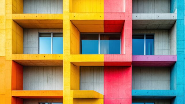 Abstract Architecture with Colorful Windows