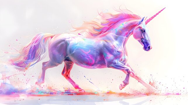 Colorful Unicorn Galloping Through a Dream