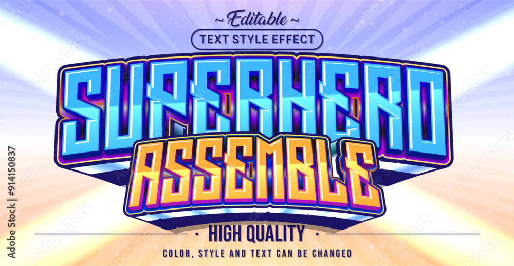 Aufkleber editable text style effect - superhero assemble text style theme.