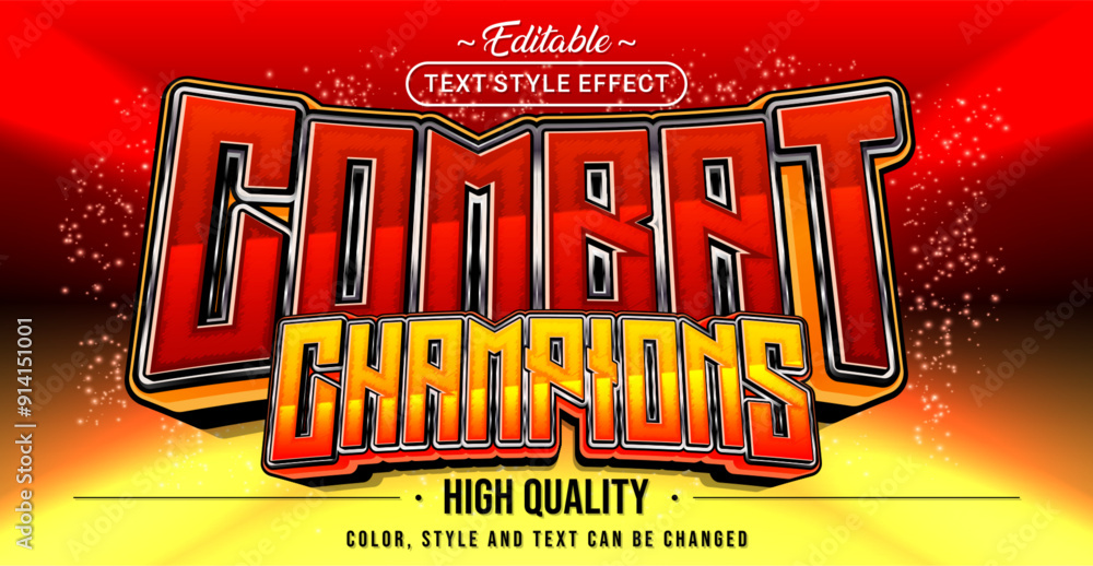 Poster Editable text style effect - Combat Champions text style theme.