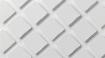A white background with a grid of square cards, each card is blank and has soft shadows cast by the surrounding ones, creating an elegant mockup design