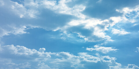 Obraz premium sunny sky blue light watercolor background. Aquarelle painting brush effect card paper textured canvas cloudy smoke space for text, entertaining card, template. aquamarine color graphics illustration