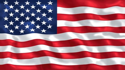 Obraz premium The American flag with its iconic stars and stripes waves gently, symbolizing patriotism, freedom, and national pride.