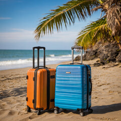 suitcase on the beach
