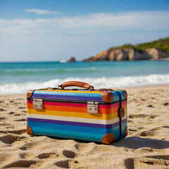 suitcase on the beach