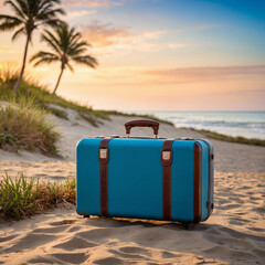 suitcase on the beach
