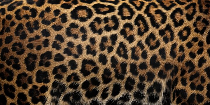 A close up of a leopard's fur with a brown and black pattern. The fur is very detailed and has a lot of texture