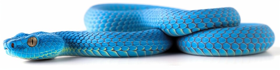 Fototapeta premium blue viper crawling isolated on white background