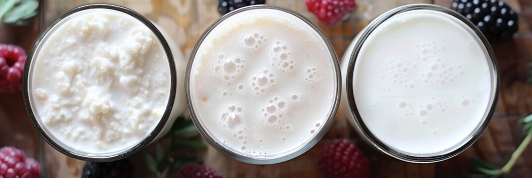 Homemade fermented dairy drink with healthy probiotics kefir buttermilk or yogurt