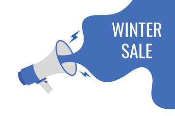 winter sale button, banner, label, template for website. winter sale text with colorful megaphone icon
