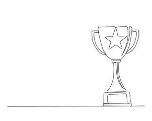 Simple continuous one line drawing of trophy - success symbol. Trophy cup in simple outline illustration. Editable line vector