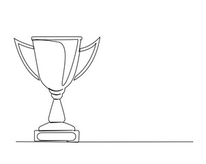 Simple continuous one line drawing of trophy - success symbol. Trophy cup in simple outline illustration. Editable line vector