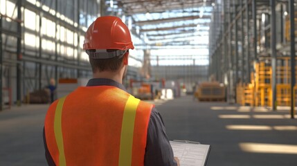 Generate a photo realistic image of a safety consultant conducting a safety consultation session, with workplace walkthrough, safety recommendations, and consultation report visible
