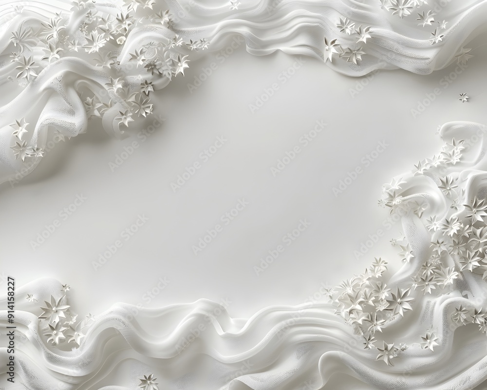 Poster elegant lace frame with intricate patterns on soft white background concept design