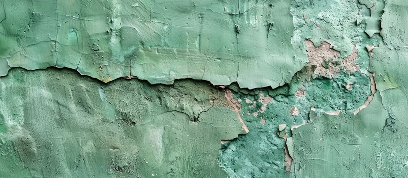 Rustic green plastered wall as a background with copy space image