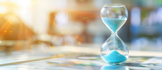Selective focus on a close up hourglass creates a business oriented time management concept perfect for a copy space image