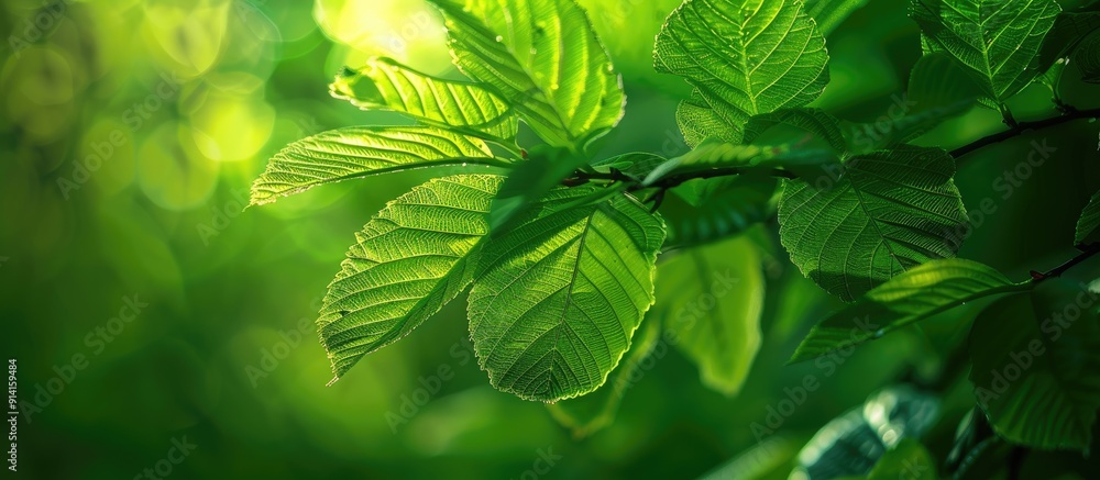 Poster nature s fresh green leaves shown in an abstract copy space image