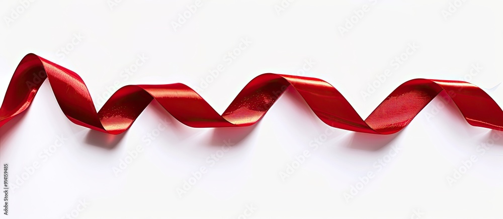 Aufkleber a red satin ribbon on a white background with ample copy space image available