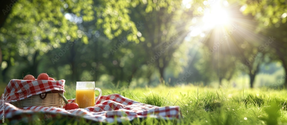 Aufkleber sunny summer picnic setting with ample copy space image