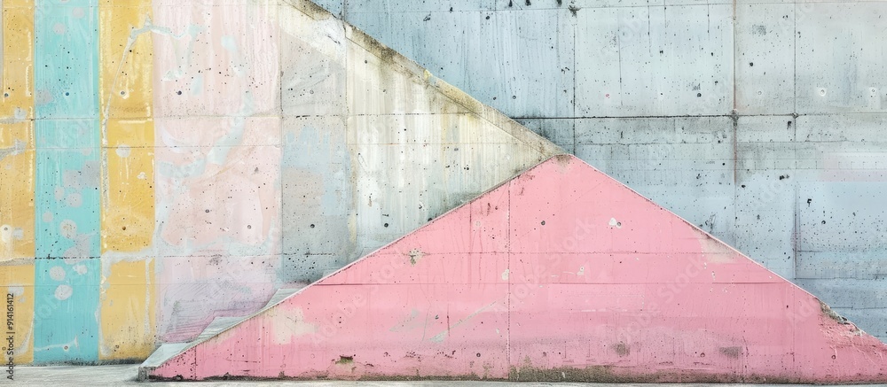 Fototapete soft pastel colors add a tranquil touch to the processed concrete texture in this copy space image