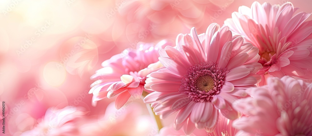 Aufkleber pink gerbera daisies creating a fresh look with selective focus in a copy space image