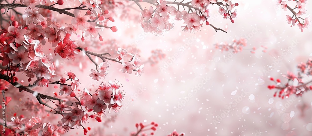 Aufkleber springtime cherry blossom on a tree with copy space image