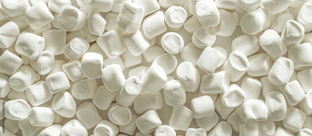 Poster background filled with white marshmallows copy space image