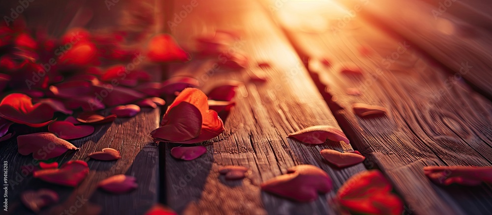 Aufkleber Valentine themed background with heartfelt messages set in natural light perfect for a copy space image