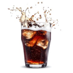 Splash of Refreshing Soda Liquid with Bubbles in Transparent Glass