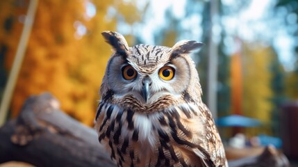 Fototapeta premium Close-up of an Owl with Focused Eyes