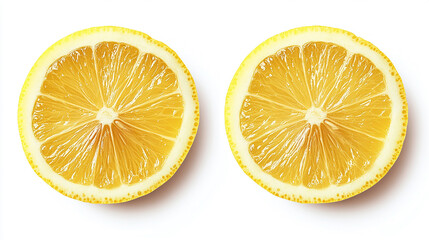 A fresh slice of lemon isolated on a white background
