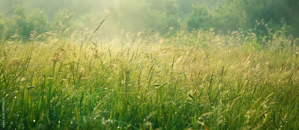 Poster grassy field provides a serene background ideal for copy space image