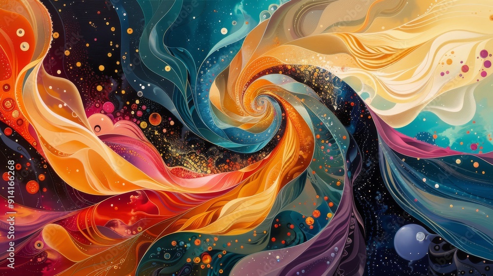 Poster abstract background with wavy pattern multicolored vector illustration