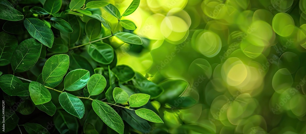 Aufkleber Background of green leaves with copy space image