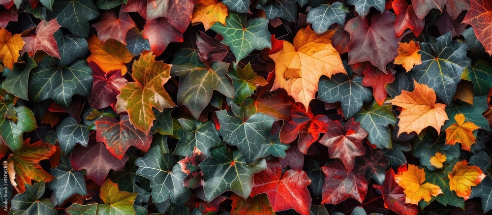 Poster ivy vines with autumn leaves form a beautiful backdrop with a natural appeal suitable for a copy spa