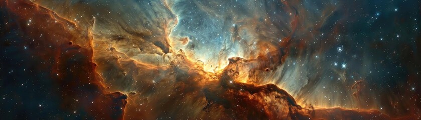 Stunning image of a colorful nebula in outer space, showcasing majestic formations and vibrant colors in the vast universe.