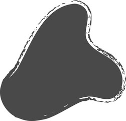 Brush stain, abstract paint shape with grunge texture. Round black ink splash. Irregular organic...