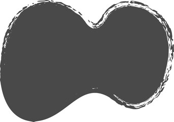 Brush stain, abstract paint shape with grunge texture. Round black ink splash. Irregular organic blob. Oval liquid rough element. Doodle blot block