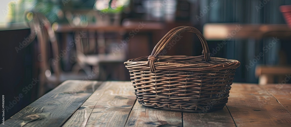 Leinwandbilder an empty basket on a table featuring copy space image
