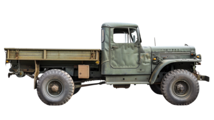 Old military truck on transparent background