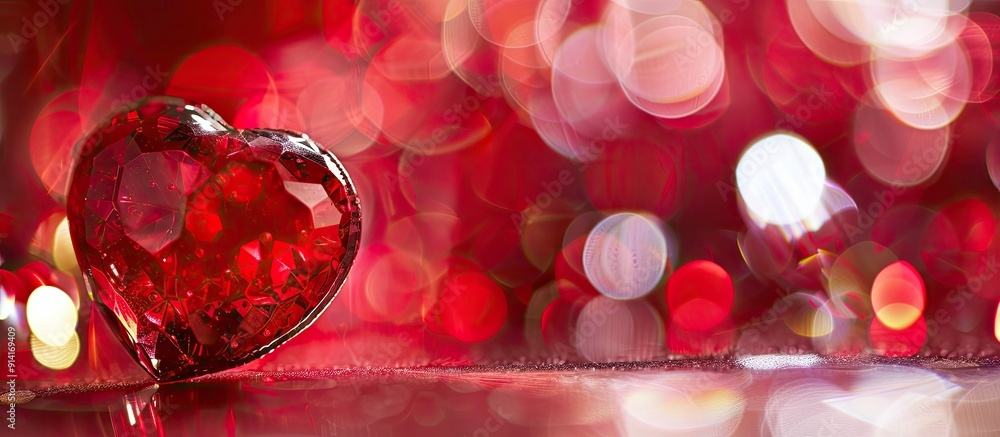 Aufkleber selective focus on a shiny background featuring a valentine heart perfect for love themes with copy 