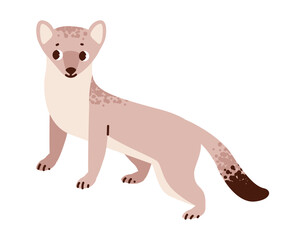 Flat vector illustration of a weasel. This agile carnivore, with its slender body, is perfect for wildlife and forest-themed content